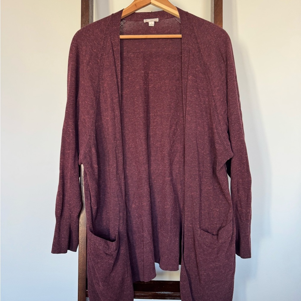 Women's Maroon Open Front Cardigan